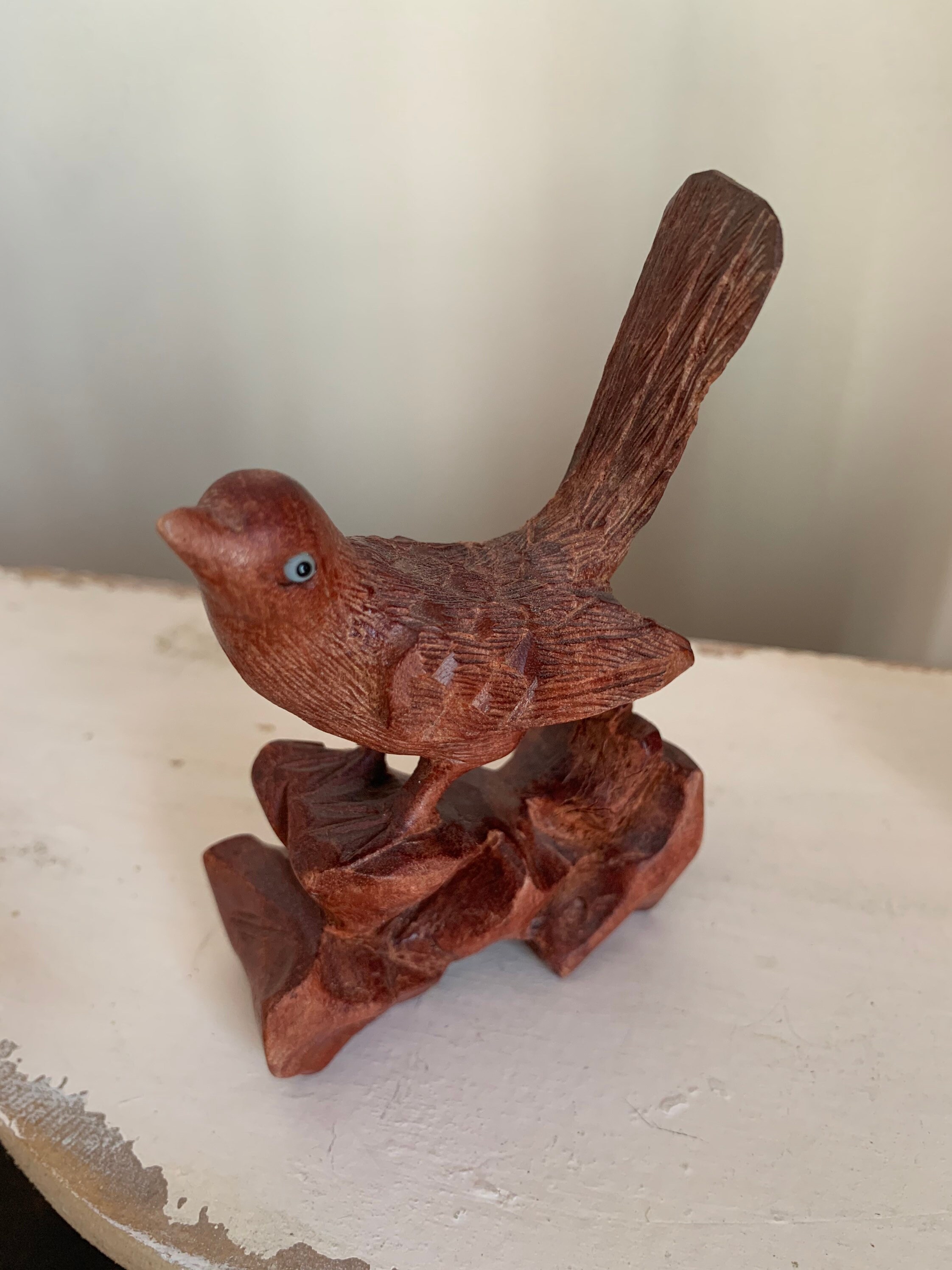 Vintage Hand Carved Bird Figurines Pair of Wooden Bird Etsy