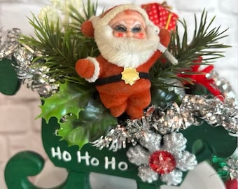 Vintage Christmas Santa Sleigh Assemblage: Kitschy Holiday Decor