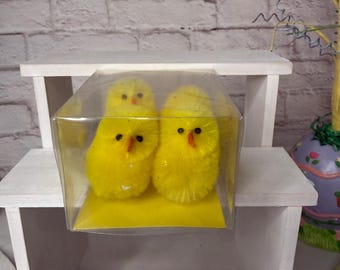 Set 4 Easter Chicks Pipe Cleaner mini accents NIB Spring decoration