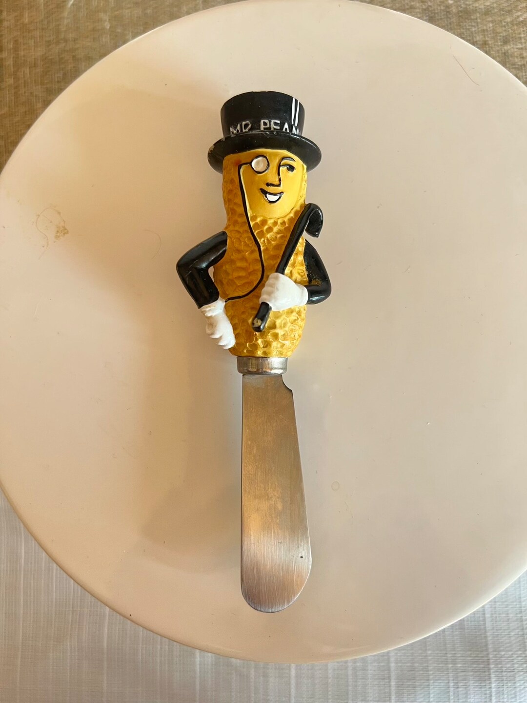 Vintage MR PEANUT Spread Knife Dip Utensil Planters Peanuts Decor Top