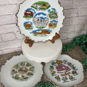Vintage State Collector Plates Souvenir Canada South Dakota Las Vegas