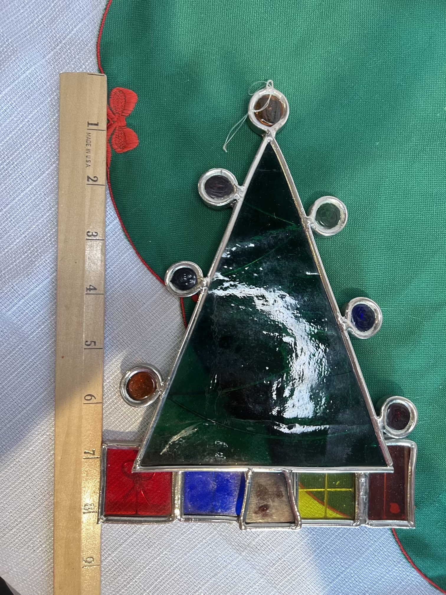 Vintage Stained Glass Christmas Tree Suncatcher: Holiday Window Decor ...