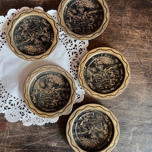 Vintage ALASKA Tin Metal Souvenir Bowl and Plate Coaster Set of 4 with Spinning Serving Plate  Colorful Catch All ALASKAN Art Decor