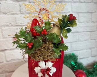 Vintage Bird Mailbox Christmas Centerpiece: Kitsch Holiday Decor