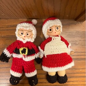 Handmade Dansk Santa and Mrs Claus Dolls Christmas Shelf  Decor Norwegian Ornament Accent Tier Shelf Decor Shadow Box Vignette