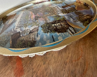 Vintage Wisconsin Dells Souvenir Tray: 1960s MCM Metal Catch All Dish