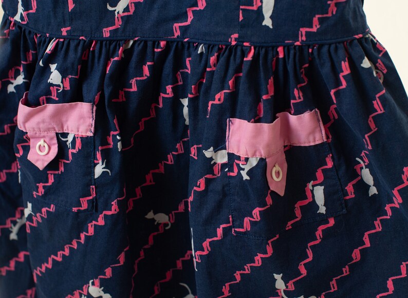 1950s Vintage Cat Dress Kitty Dress for Little Girl 3T 1940s child fashion