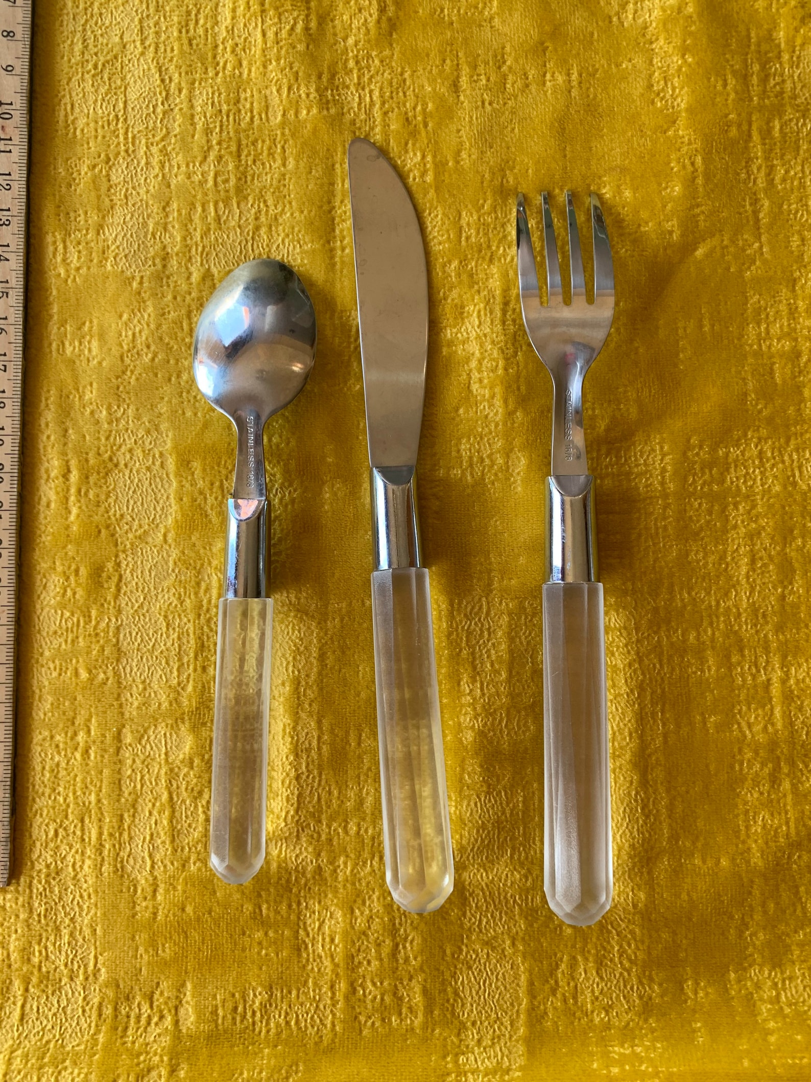 Vintage Clear Plastic Handle Flatware Set 3 PC MCM Knife Etsy