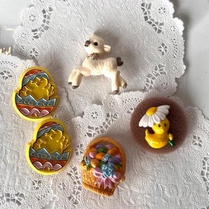 Vintage Hallmark Easter Pins Spring Lapel Brooch Chick and Basket You Choose Novelty jewelry