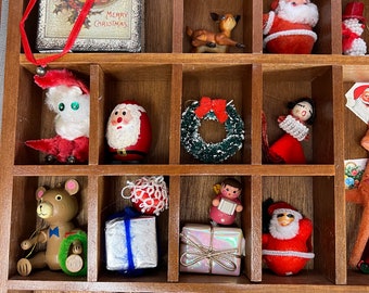 Vintage Christmas Kitsch Shadow Box: MCM Holiday Ornament Assemblage