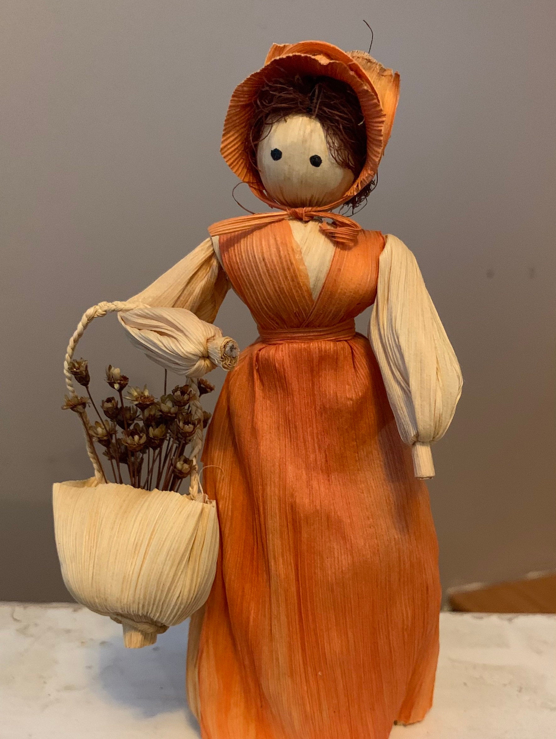 Lot of Vintage Folk Art CORN HUSK DOLLS Handmade Miniature Etsy