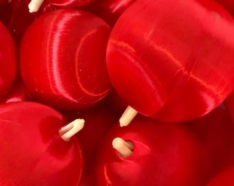 Vintage Red Silk Christmas Ornaments | Solid Core Satin Tree Balls