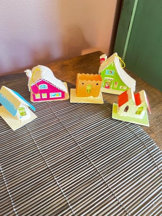 Mini PUTZ Houses (Set of 5) Christmas Decor  Made in Japan