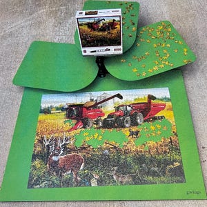 DELUXE PUZZLE KEEPER Board with Rotating Sorting Pads and Box Display ; Patented Design for Easy Sorting and Jigsaw Storage / Gift Free Ship