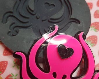 Soft silicone Gloss Octopus mold with heart-perfect for resin