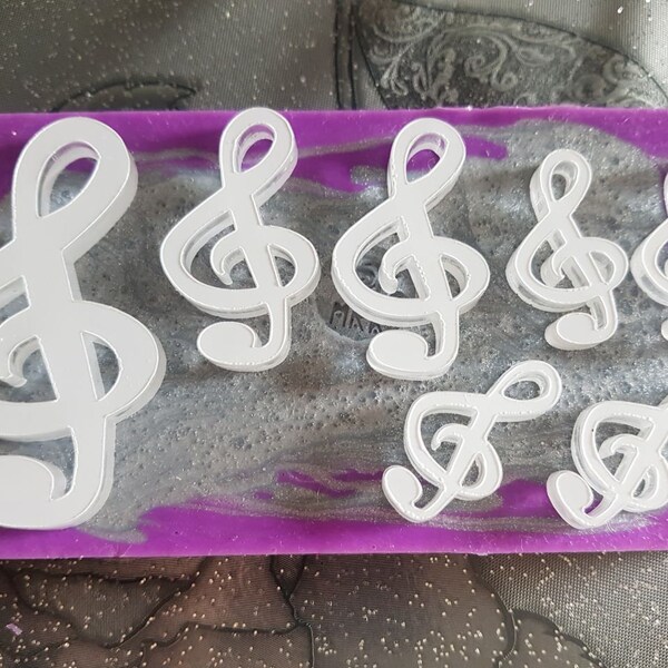 Ensemble de moules en silicone brillant Clefs de Sol - 60mm 40mm 30mm