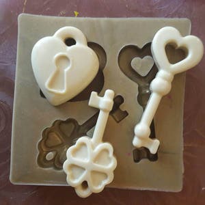 Padlock and keys silicone rubber mold - wedding favor idea