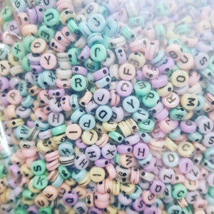 Mixed pastel alphabet letter beads x 100 pcs