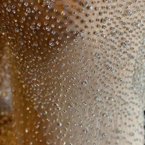 Rhinestone Fadeaway Fabric Beaded Fabric Beaded Tulle Etsy