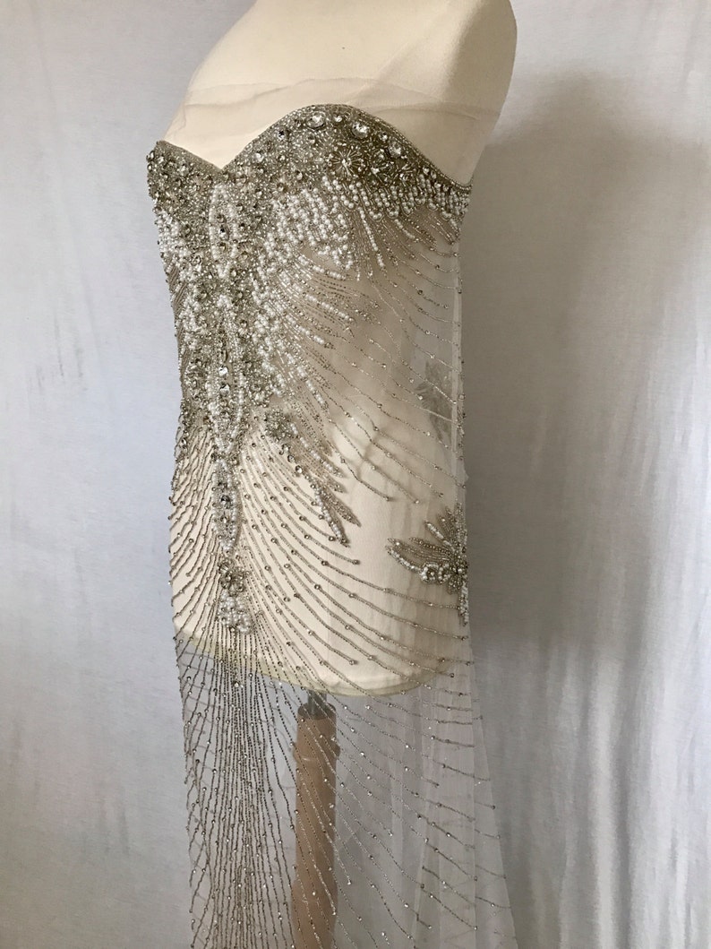 Rhinestone Fabric, Beaded Fabric, Full Length Crystal Wedding Panel