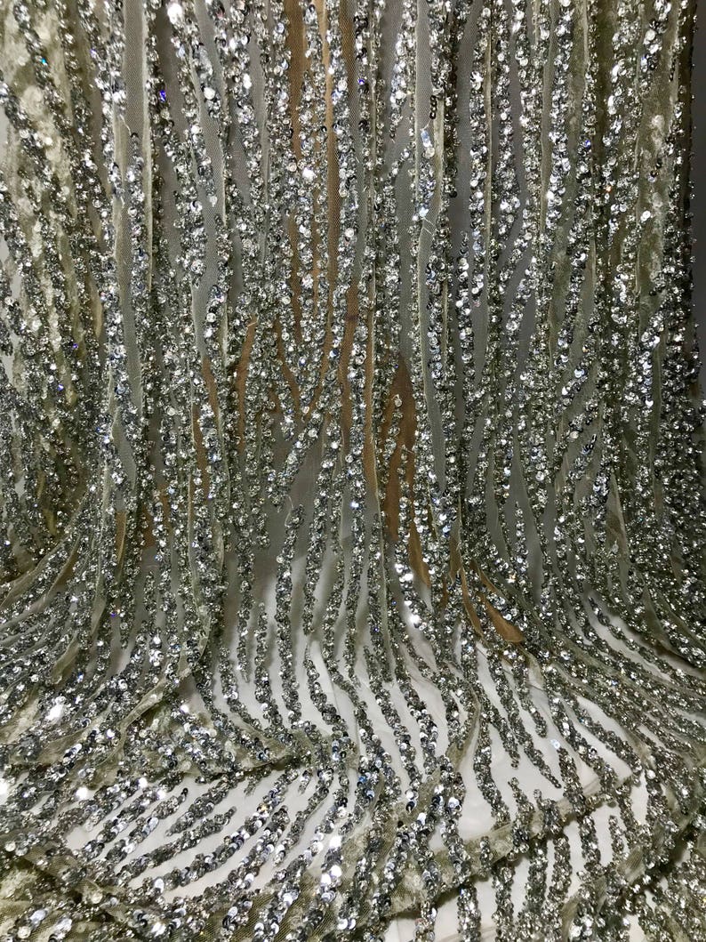 Nude Sequin, Rhinestone Fabric, Beaded Fabric, Tulle, Beaded Material
