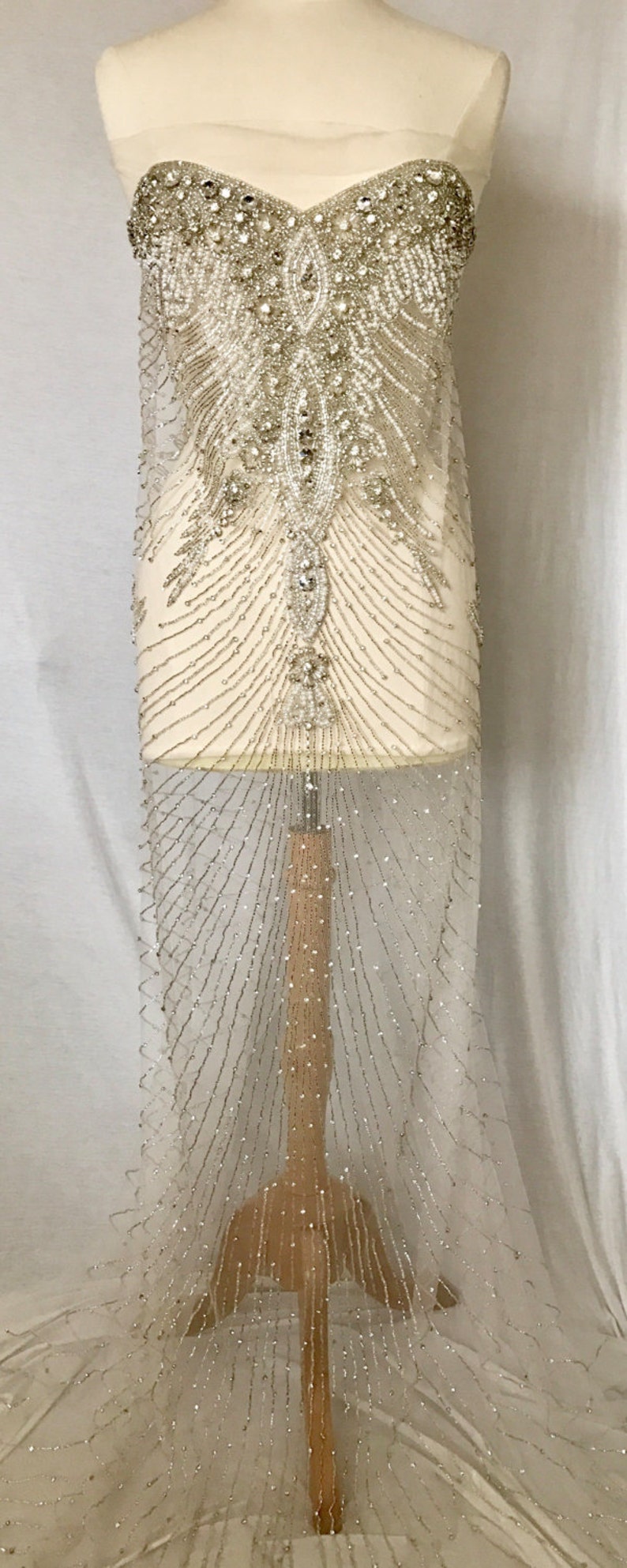 Rhinestone Fabric, Beaded Fabric, Full Length Crystal Wedding Panel