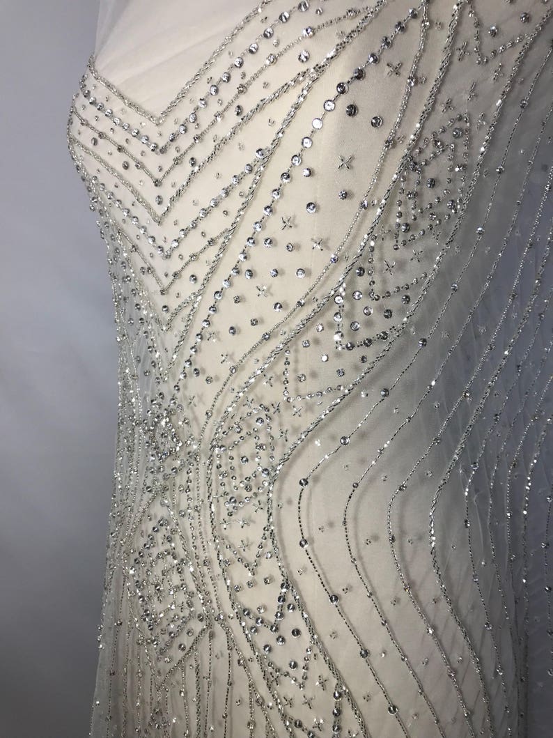 Rhinestone Beaded Fabric Dress Panel Etsy