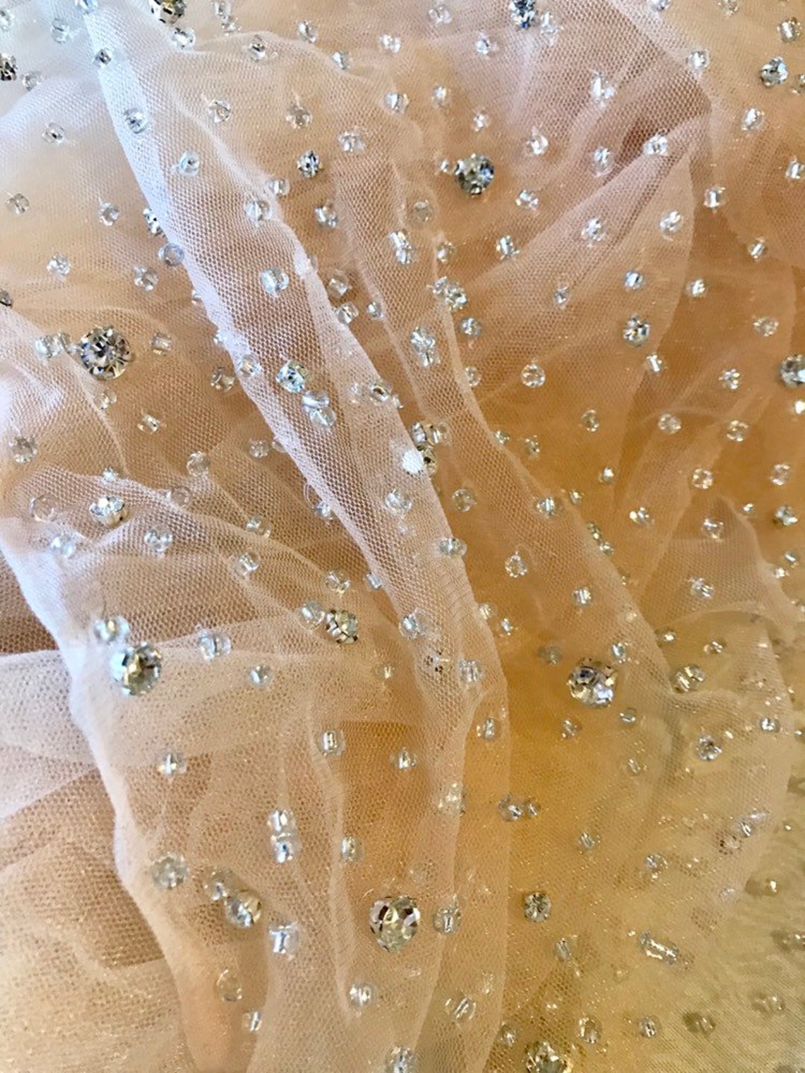 Nude Rhinestone Beaded Tulle Fabric Rhinestone Fabric Beaded - Etsy UK