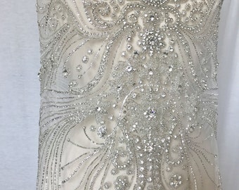 Apliques grandes de cristal de estrás para vestidos de novia, tul con cuentas