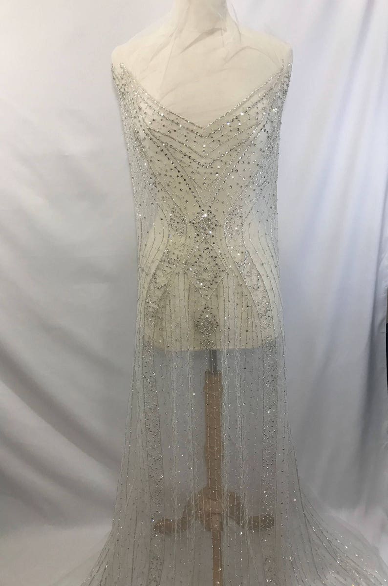 Rhinestone Beaded Fabric Dress Panel Etsy