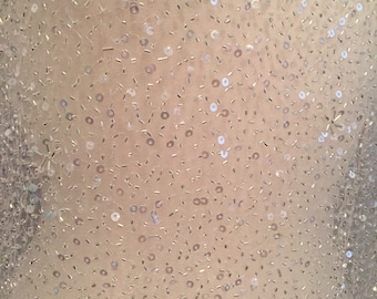 Tela de tul con lentejuelas y cuentas, material para vestidos de novia