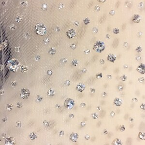 Rhinestone Beaded Tulle Fabric, Rhinestone Fabric, Beaded Fabric, Bridal Fabric image 4