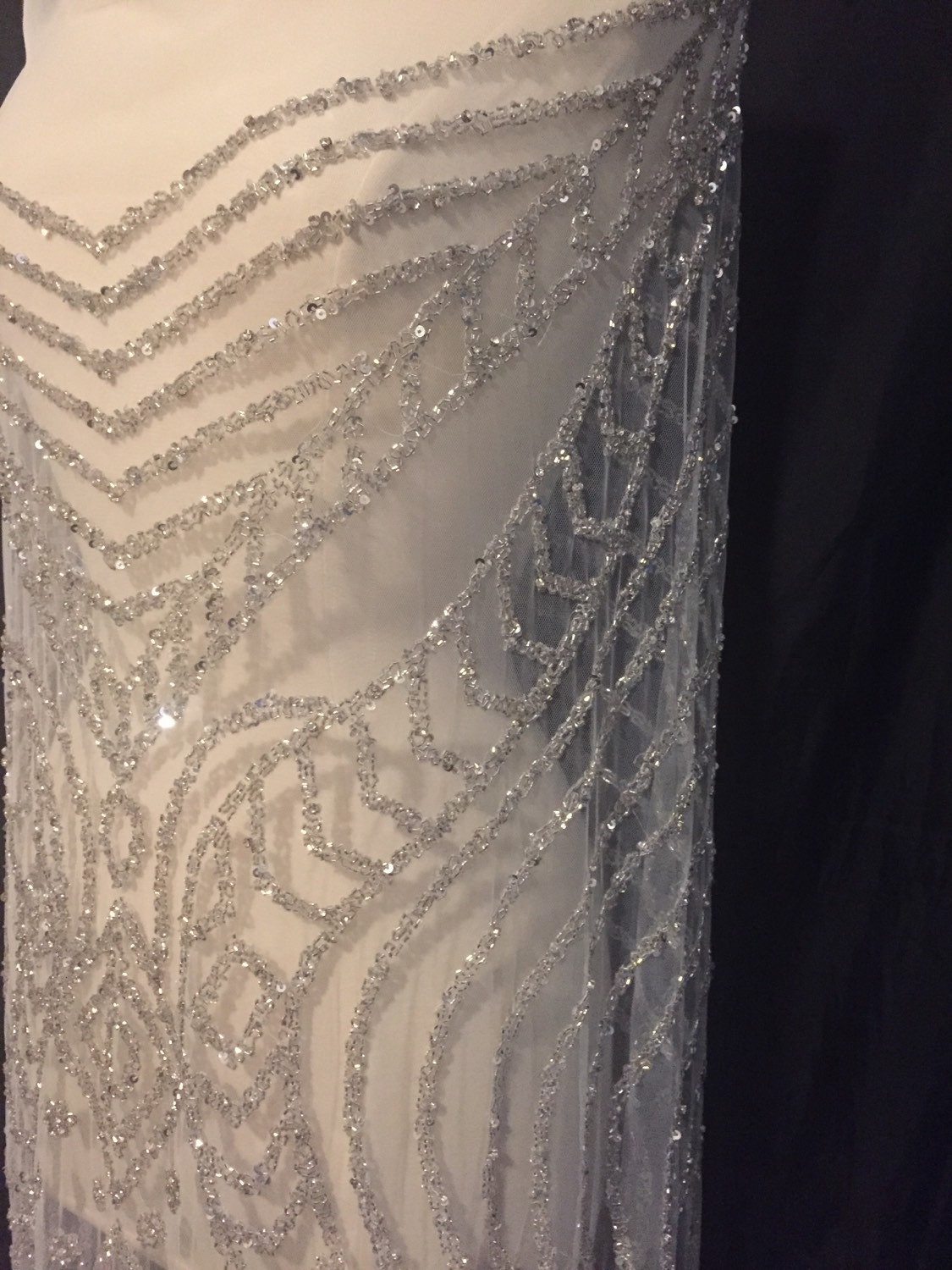 Rhinestone Beaded Fabric Dress Panel Etsy