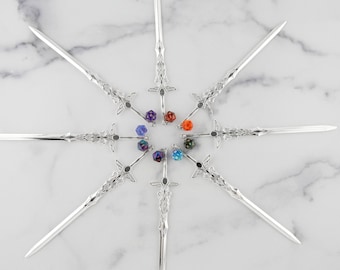 D20 Sword Hair Sticks | Hair Pin | Funky Unique Accessories | Weird Hair Jewelry | Beaded Hair Pins