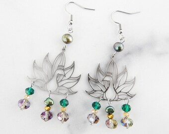 Hera Peacock Fancy Dangle Earrings, Funky Earrings, History Earrings, Greek Mythology Jewelry, Ancient Greek Gods