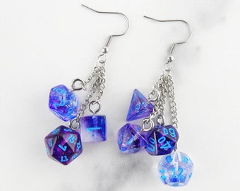 Nebula Celestial Dice Set | Mismatched Earrings | D20 | Geek Aesthetic Earrings | DnD Jewelry | Polyhedral Dice | Weird Earrings