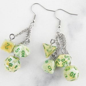 Marble Green Dice Set | Mismatched Earrings | D20 | Geek Aesthetic Earrings | DnD Jewelry | Polyhedral Dice | Weird Earrings