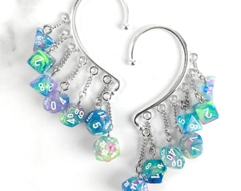 Waterlily Dice Ear Wrap | Geek Earrings | Choose 1 or 2 Wraps | DnD Cosplay Accessories