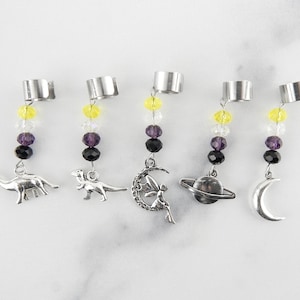 Nonbinary Pride Beaded Ear Cuffs, LGBTQ Pride Month, Dinosaur Earrings, Celestial Ear Cuffs, Fairy Ear Cuffs
