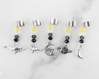 Nonbinary Pride Beaded Ear Cuffs, LGBTQ Pride Month, Dinosaur Earrings, Celestial Ear Cuffs, Fairy Ear Cuffs