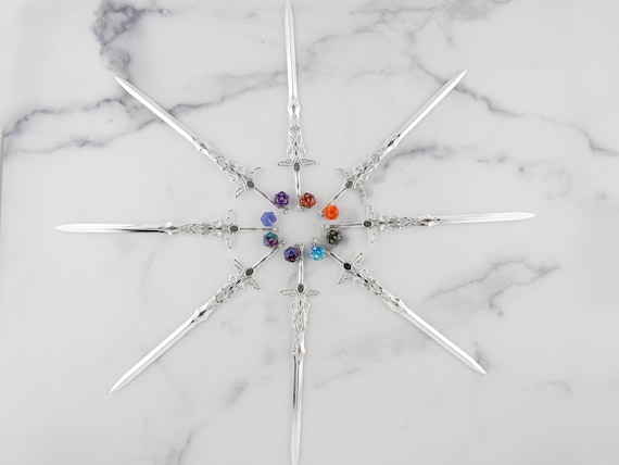 D20 Sword Hair Sticks | Hair Pin | Funky Unique Accessories | Weird Hair Jewelry | Beaded Hair Pins
