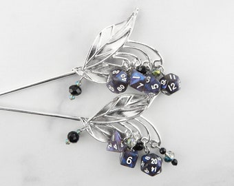 Galaxy Dice Set Leaf Hair Sticks | Hair Pin | Funky Unique Accessories | Weird Hair Jewelry | Beaded Hair Pins