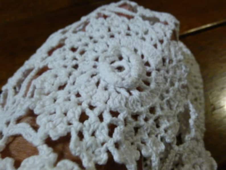 UNUSUAL Vintage Irish Rose Hand Crocheted Pouch Draw String 1053