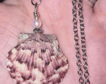 Orchid bloom Scallop Shell Necklace