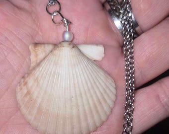 Snow white Scallop Shell necklace