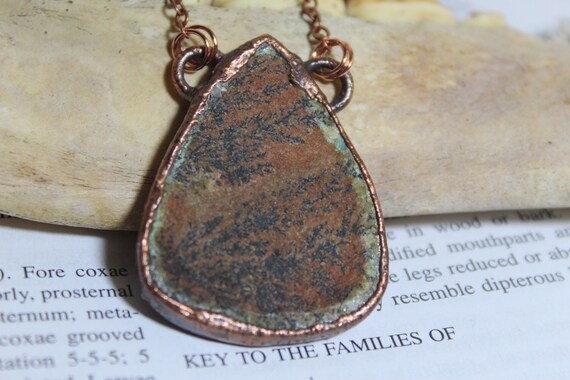 Psilomelane Dendrite and Black Onyx Pendant .