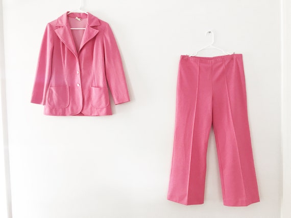 Vintage Pink Knit Pant Suit