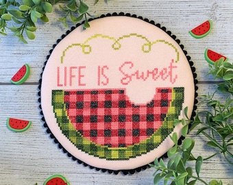 Life is Sweet  |  Gingham & Plaid Series  |  Cross Stitch Pattern Download