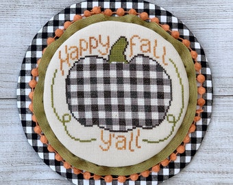 Happy Fall Y'all  |  Gingham & Plaid Series  |  Cross Stitch Pattern Download