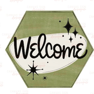 TEMPLATE: Mid Century Mod Door Hanger Template | DIY Door Hanger | Welcome door hanger